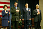 (From left) Secretary Chao; Robert Wallace; Major General David Wherley, Jr.; and Assistant Secretary of Labor for Veterans Employment and Training Frederico Juarbe, Jr.