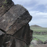 basalt rock with volcanoe in the background