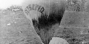 Civil War era photograph of Thadeus Lowe's balloon Intrepid being inflated on the battlefield.