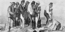 Sketch of black men building earthworks during the Civil War.