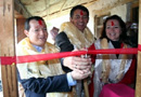 Deputy Assistant Secretary of State Evan Feigenbaum (left), U.S. Embassy in Nepal DCM Randy Berry, and USAID/Nepal Mission Director Beth Paige cut the inaugural ribbon at Radio Kailash.