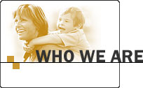 WHO WE ARE-Photo of adult with child smiling.