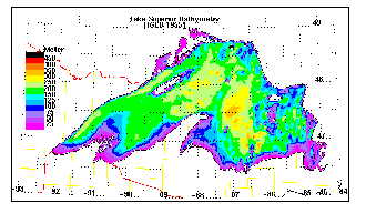 Great Lakes Bathymetric Data Map - Select for larger image