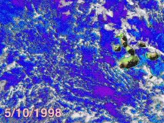 Still from animation showing El Nino around the Galapagos Islands.