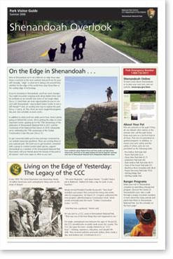 Shenandoah Overlook, the park's official visitor guide