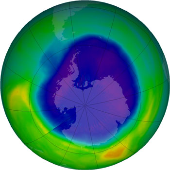Ozone hole image from September 13, 2007