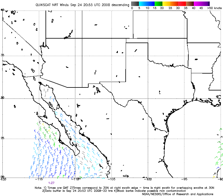 QuikSCAT Map for Station 42888