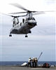 Cargo handlers onboard the USS Essex conduct cargo hook training with a CH-46E Sea Knight attached  to the Marine Medium Helicopter Squadron (HMM) 265, May 12, 2008. The Essex Group is steaming to support a potential humanitarian assistance tasking in the wake of Cyclone Nargis. 