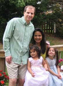 Jacqueline Easley and her family in their backyard