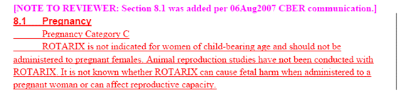 amendment regarding pregnancy labeling