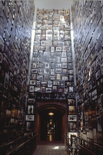 Tower of Faces:  This three-story tower displays photographs from the Yaffa Eliach Shtetl Collection.  Taken between 1890 and 1941 in Eishishok, a small town in what is now Lithuania, they describe a vibrant Jewish community that existed for 900 years.  In 1941, an SS mobile killing squad entered the village and within two days massacred the Jewish population.