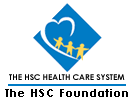 The Health Care System (HSC) logo: Blue diamond with a white half heart, yellow stylized stick figures of man, woman, and child standing in the heart