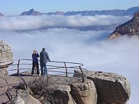 PARK VISITORS VIEWING A WINTER CLOUD INVERSION FROM MATHER POINT ON THE S. RIM, GRAND CANYON N.P. NPS PHOTO. 