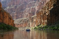 BOATING DOWN THE COLORADO RIVER BELOW HAVASU CREEK IN GRAND CANYON N.P. MARK LELLOUCH, NPS. 