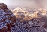 WINTER SCENE IN GRAND CANYON N.P. AS SEEN FROM THE SOUTH RIM VILLAGE. NPS PHOTO.