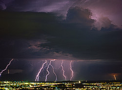Nighttime lightning over Arizona
