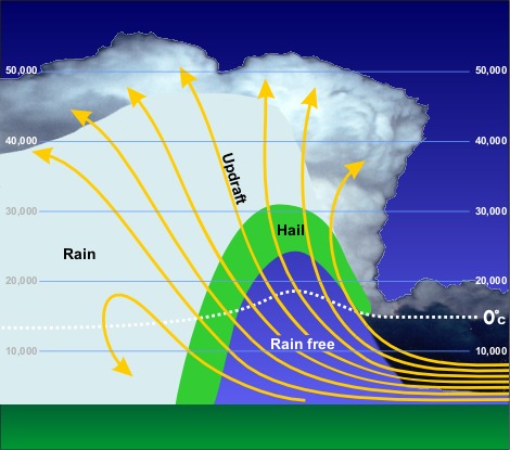 Cross-section of a supercell thunderstorm