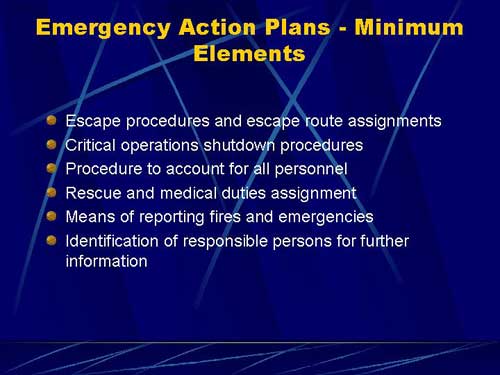 Emergency Action Plans - Minimum Elements