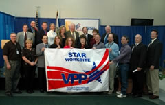 Members of the NIOSH Morgantown Safety Committee and Safety Office, along with distinguished participants at the ceremony.