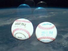 World Series baseballs in space