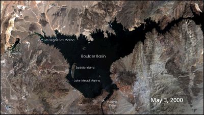 Images of the Boulder Basin of Lake Mead in May 2000 and 2004