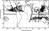 This graphic shows tropical cyclones observed by TRMM's Microwave Imager instrument during the period from January 1, 1998 to December 31, 2000.