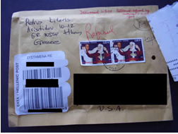 This picture shows a mailing envelope in which the tablets were shipped to consumers. 