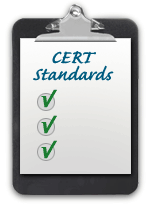 clipboard with the words CERT Standards on it