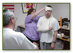 man being bandaged as training