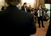 Members of the Air Force Strolling Strings play a medley during a reception hosted by U.S. Defense Secretary Robert M. Gates commemorating the 50th anniversary of the Mutual Defense Agreement between the United States and the United Kingdom at the State Department in Washington, D.C., July 9, 2008.  