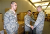 U.S. Air Force Tech. Sgt. Albert DeSarro checks the fit of an airman battle uniform as Basic Cadet Daniel Scully stands at the U.S. Air Force Academy, Colo., June 26, 2008. 
The Class of 2012 was the first to receive the uniform as standard issue. In-processing marks the start of 38 days of Basic Cadet Training, which is designed to prepare basic cadet trainees for entry into the cadet wing. DeSarro is assigned to the Cadet Wing standardization and evaluation section.