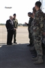 U.S. Defense Secretary Robert M. Gates receives a briefing from 62nd Civil Engineer Fire Fighting airmen while on a tour of the facilities on McChord Air Force Base, Wash.,  July 7, 2008.  