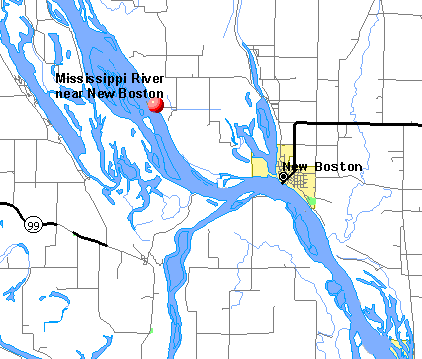 Mississippi River at New Boston location map