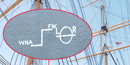 A white marking painted on the port side of Balclutha with letters and lines.