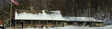 visitor center in snow