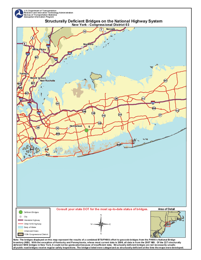 New York (Congressional District 3). If you are a user with disability and cannot view this image, call 800-853-1351 or email answers@bts.gov.