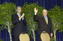 Secy Gutierrez & Vice Pres Dick Cheney wave to the crowd