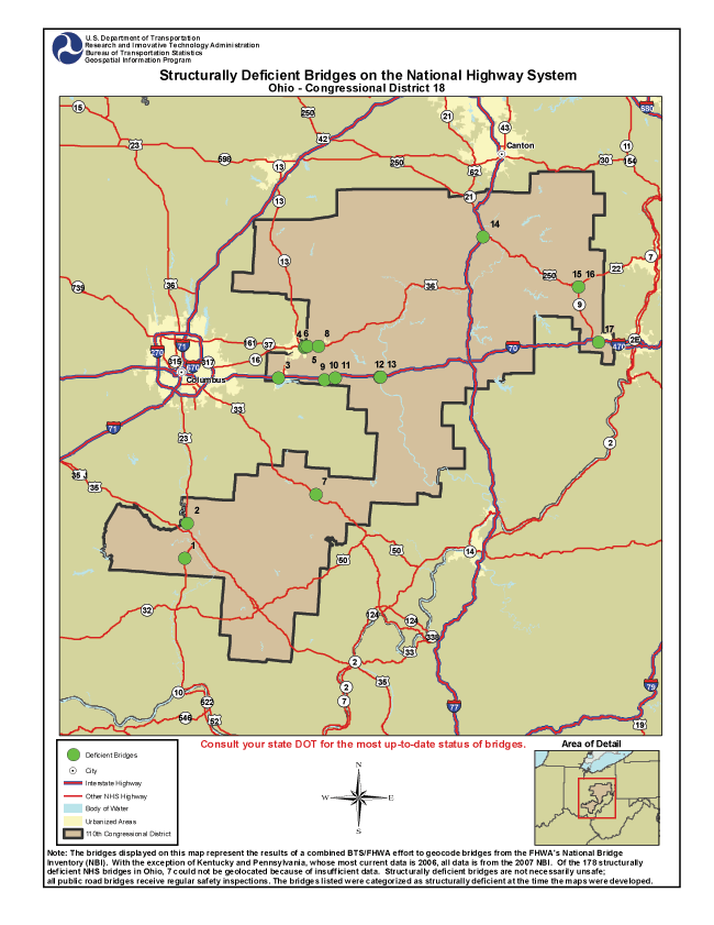 Ohio (Congressional District 18). If you are a user with disability and cannot view this image, call 800-853-1351 or email answers@bts.gov.