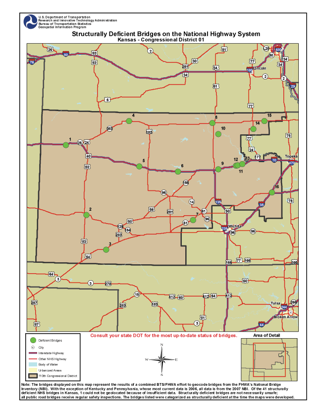 Kansas (Congressional District 1). If you are a user with disability and cannot view this image, call 800-853-1351 or email answers@bts.gov.