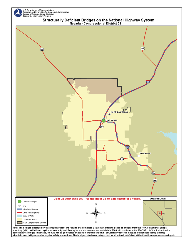 Nevada (Congressional District 1). If you are a user with disability and cannot view this image, call 800-853-1351 or email answers@bts.gov.