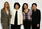 Secretary of Labor Elaine L. Chao (2nd from left) is joined by Kellyanne Conway (left), President and CEO of WomanTrend; Andrea Wong (2nd from right), Executive Vice President for Alternative Programming, Specials and Late Night, ABC Entertainment; and Shinae Chun (right), Director of the Department of Labor's Women's Bureau. (DOL Photo/Neshan Naltchayan)