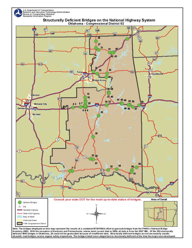 Oklahoma (Congressional District 2). If you are a user with disability and cannot view this image, call 800-853-1351 or email answers@bts.gov.