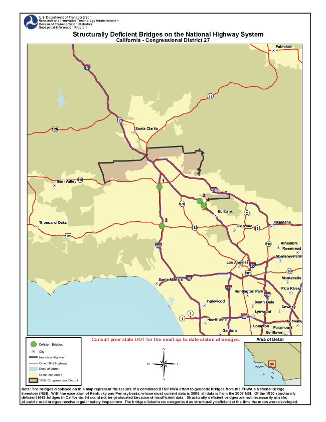 California (Congressional District 27). If you are a user with disability and cannot view this image, call 800-853-1351 or email answers@bts.gov.