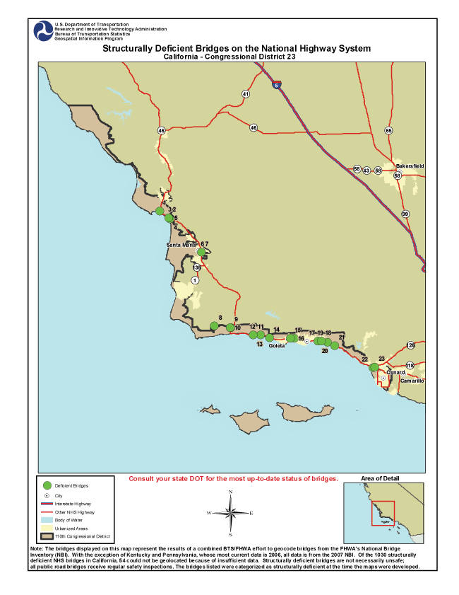 California (Congressional District 23). If you are a user with disability and cannot view this image, call 800-853-1351 or email answers@bts.gov.