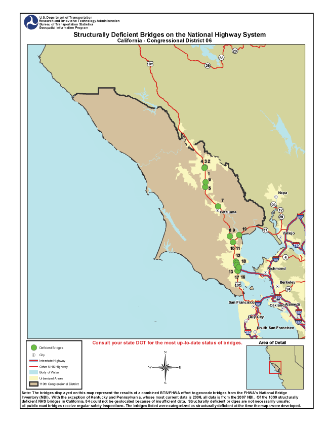 California (Congressional District 6). If you are a user with disability and cannot view this image, call 800-853-1351 or email answers@bts.gov.