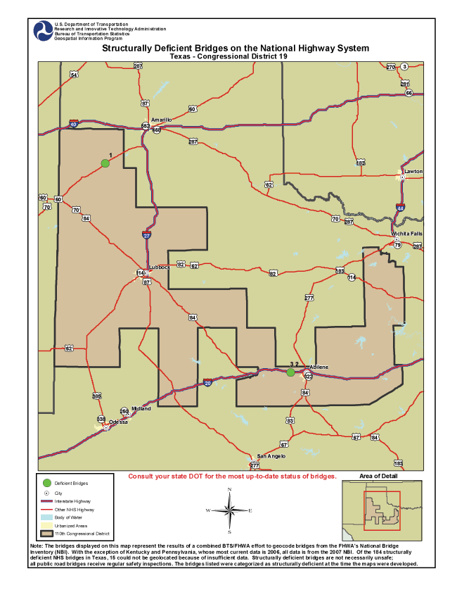 Texas (Congressional District 19). If you are a user with disability and cannot view this image, call 800-853-1351 or email answers@bts.gov.