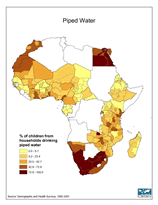 Download Percent Children in Households with Piped Water Africa Map Below
