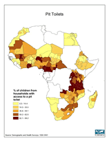 Download Percent Children in Households with Pit Toilet Africa Map Below