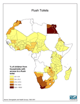 Download Percent Children with Flush Toilet Africa Map Below