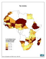 Download Percent Children with No Toilet Africa Map Below